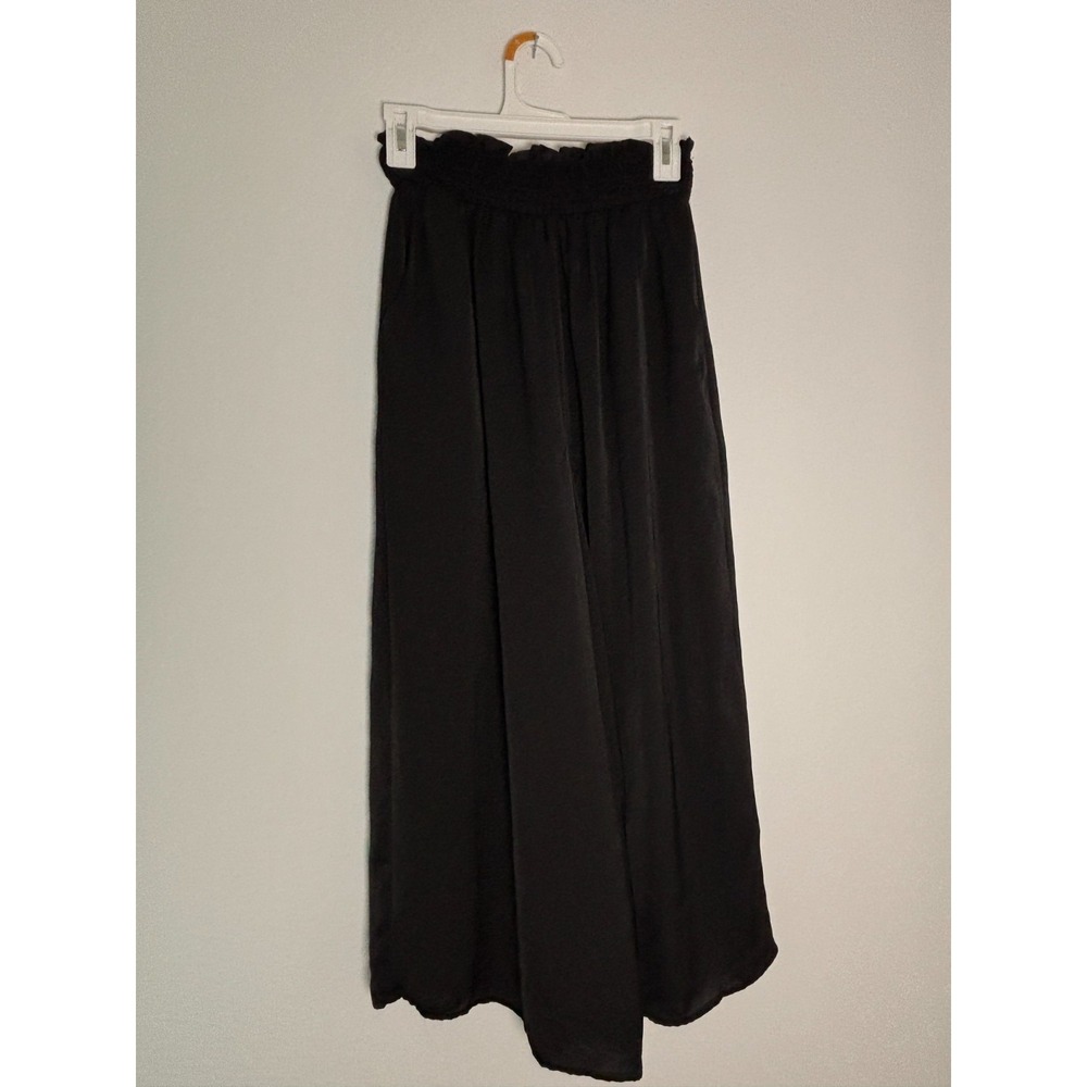 She + Sky Trouser Pants Womens Small Black Wide Leg Elastic Waist Pull On Casual